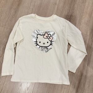 H&M Cream Long Sleeve Shirt with Silver Heart